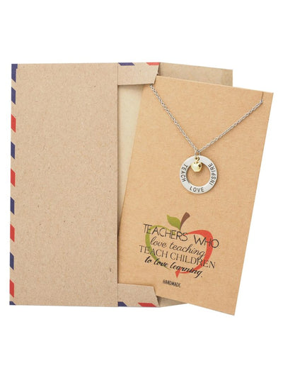 Bryce Teachers Gifts, Teach Love Inspire Necklace and Thank You Card