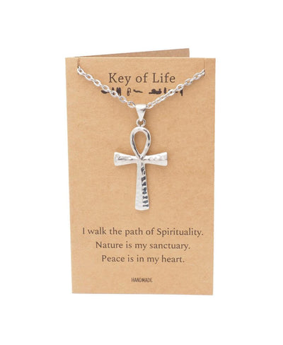 Laniya Ankh Cross Pendant Necklace, Gifts for Men and Women with Inspirational Quote on Greeting Card