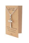 Laniya Ankh Cross Pendant Necklace, Gifts for Men and Women with Inspirational Quote on Greeting Card