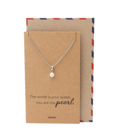 Rilla Pearl Pendant Necklace, Mother's Day Gifts with Inspirational Greeting Card