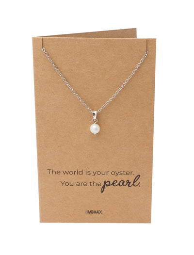 Rilla Pearl Pendant Necklace, Mother's Day Gifts with Inspirational Greeting Card