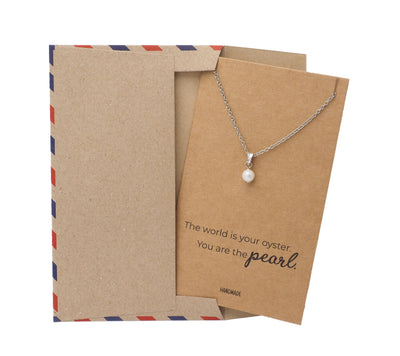 Rilla Pearl Pendant Necklace, Mother's Day Gifts with Inspirational Greeting Card