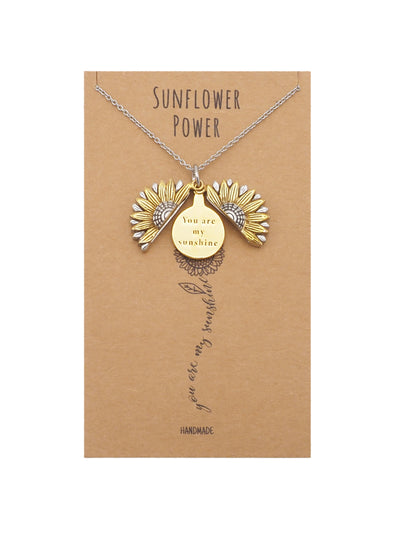 Adeola You Are My Sunshine Necklace, Sunflower Locket Pendant Engraved Gifts Jewelry Greeting Cards