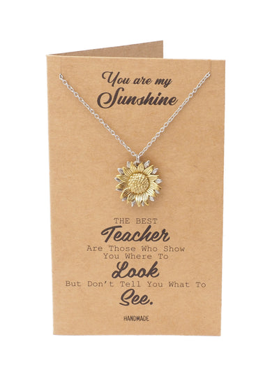 Kamila Sunflower Pendant Necklace for Women, Best Friend Gifts and Greeting Card