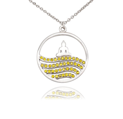 Anatta Buddha Yellow Crystals Pendant Necklace Inspirational Quotes Jewelry Greeting Card