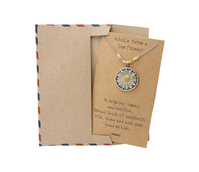 Yamileth Sunflower Charm Jewelry with Inspirational Greeting Card