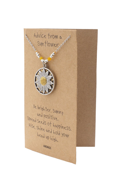 Yamileth Sunflower Charm Jewelry with Inspirational Greeting Card