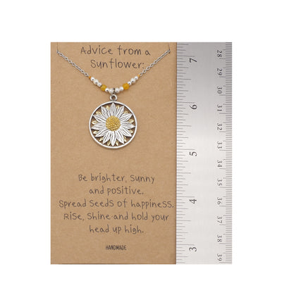 Yamileth Sunflower Charm Jewelry with Inspirational Greeting Card