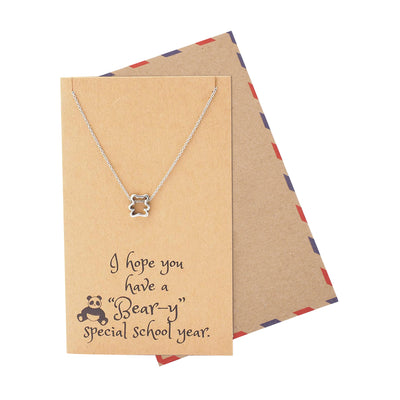 Madison Back to School Necklace with a Cute Bear pendant