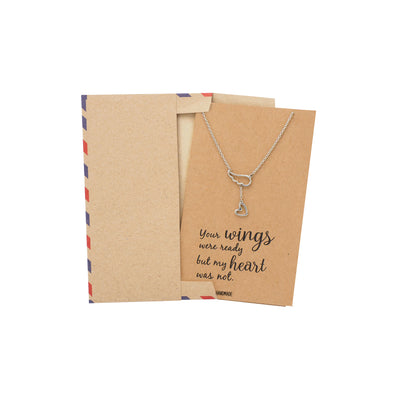 Tasha Heart Lariat Angel Wing Necklace, Sympathy Gifts