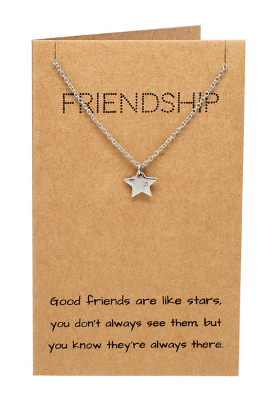 Ria Best Friend Necklaces with Star Pendant and Friendship Quotes Greeting Card