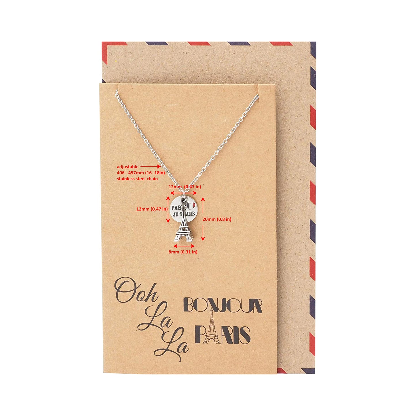 Skye Eiffel Tower Necklace Paris Je T'aime Travel Gifts