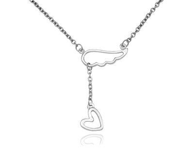 Tasha Heart Lariat Angel Wing Necklace, Sympathy Gifts