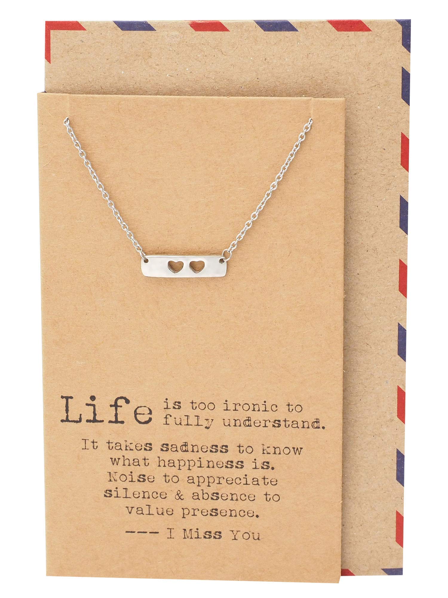 Tilly Heart Bar Necklace Long Distance Relationship Best Friend Gifts Miss You Cards