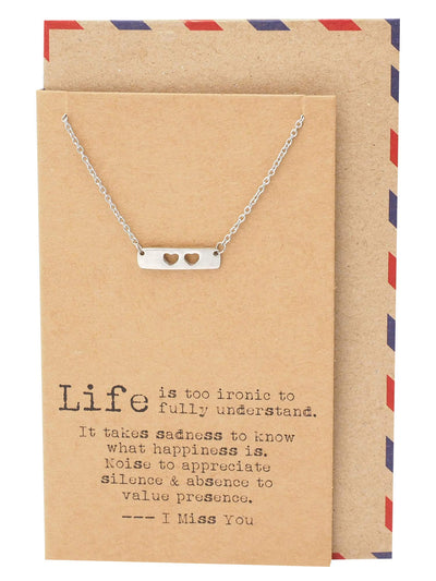 Tilly Heart Bar Necklace Long Distance Relationship Best Friend Gifts Miss You Cards