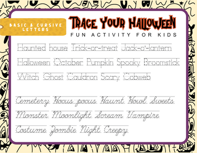 Free Halloween Activities for Kids Printables - Trace Your Halloween