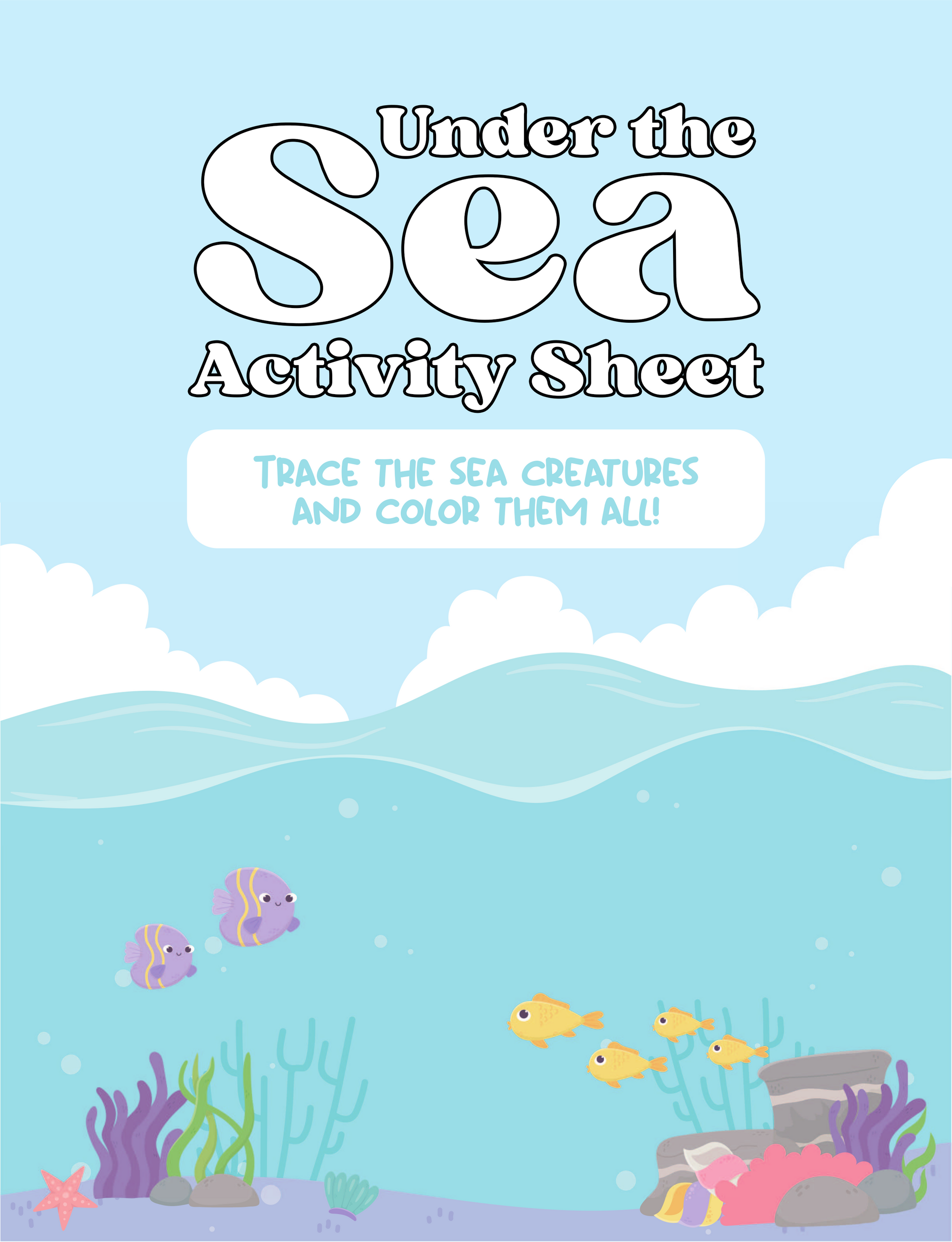 Free Back-To-School Printables Under the Sea Activity Sheets Trace and Color