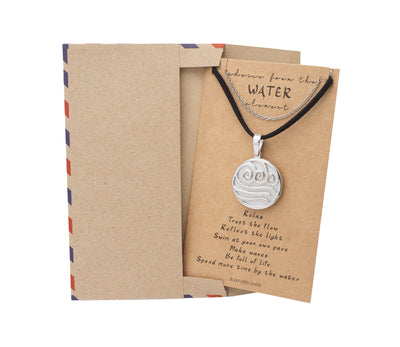 Kaimana Waves Beach Necklace, Gifts for Surfer with Handmade Inspirational Greeting Card