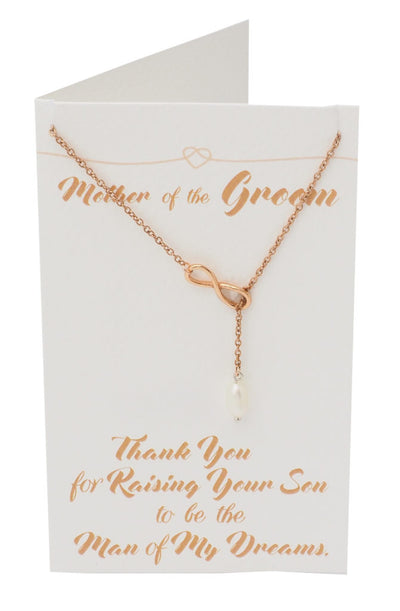 Kayla Mother of the Groom Infinity Pearl Lariat Necklace