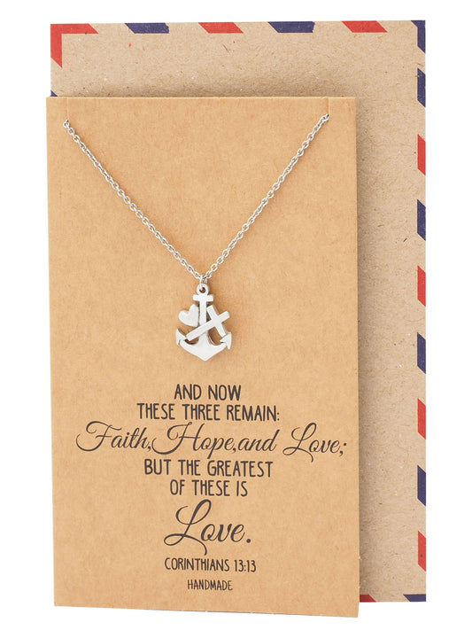 Sabel Faith Hope and Love Necklace with Heart Anchor Cross Pendant