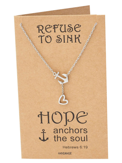 Hope Heart Lariat Anchor Necklace