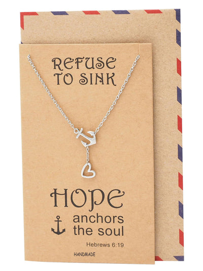 Hope Heart Lariat Anchor Necklace