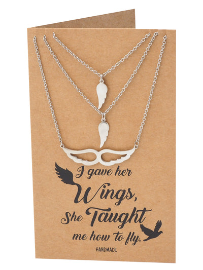 Micaela Mother Daughter Gifts for Mom Wings Set of 3 Necklaces