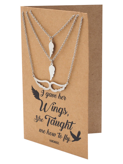 Micaela Mother Daughter Gifts for Mom Wings Set of 3 Necklaces