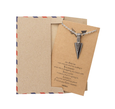 Remi Arrow Pendant Necklace, Handmade Gifts for Women with Inspirational Greeting Card