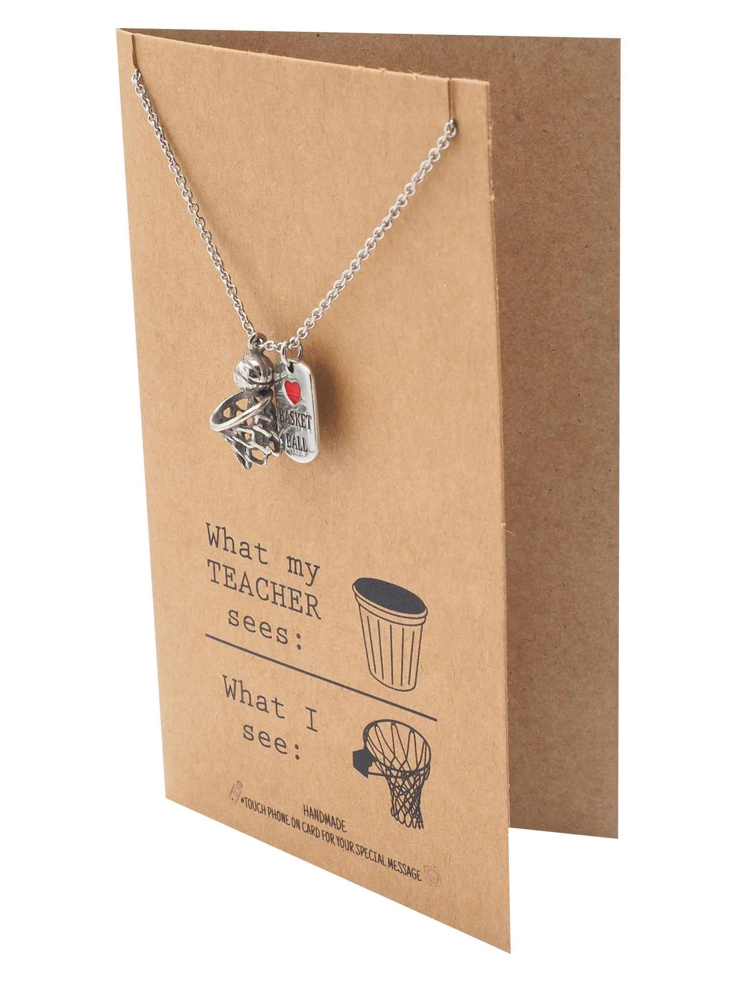 Fritz Basketball and Net Pendant Necklace with Plate