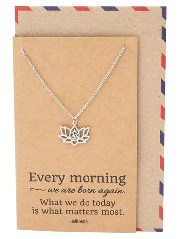 Amara Yoga Jewelry, Lotus Flower Necklace, Om Necklaces for Women