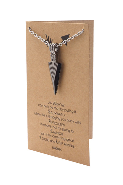 Remi Arrow Pendant Necklace, Handmade Gifts for Women with Inspirational Greeting Card