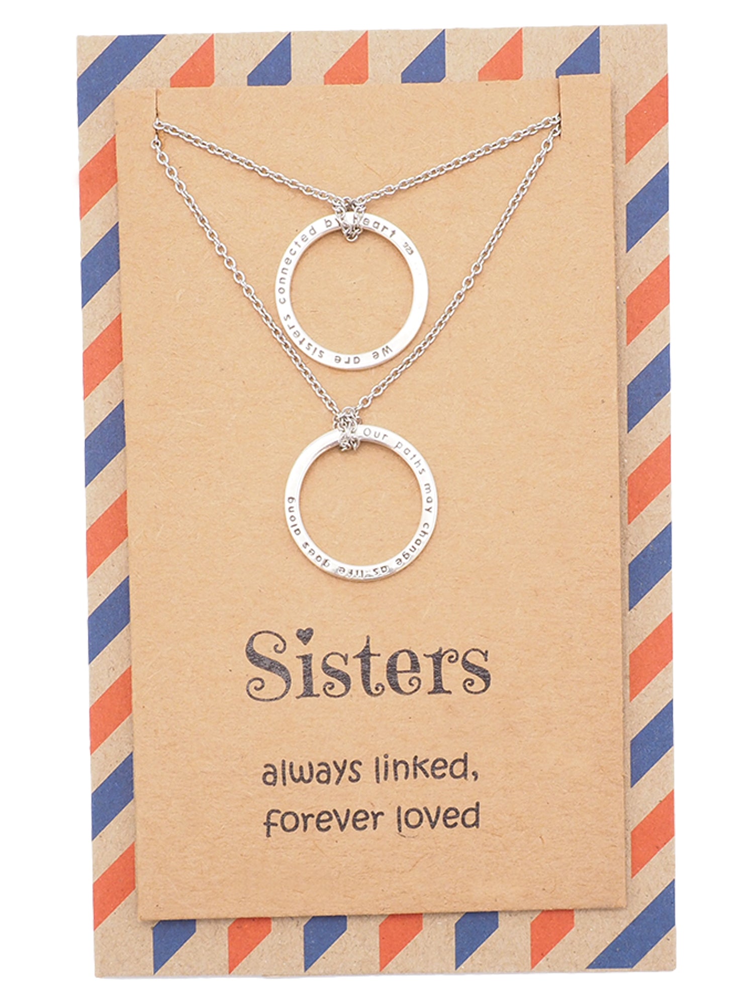 Rosanne Sisters Set of 2 Matching Necklaces with Engraved Ring Pendants