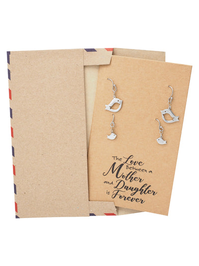 Gifts for Mom Bird Earrings Set For 2 With Greeting Card