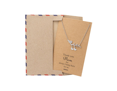 Ardelle Mother's Day Gifts, Mom Bird Necklace with 2 Baby Birds Thank You Card