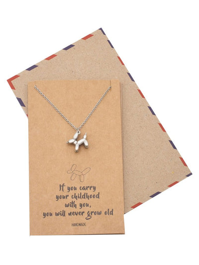 Reagan Dog Balloon Pendant Necklace with Inspirational Greeting Card