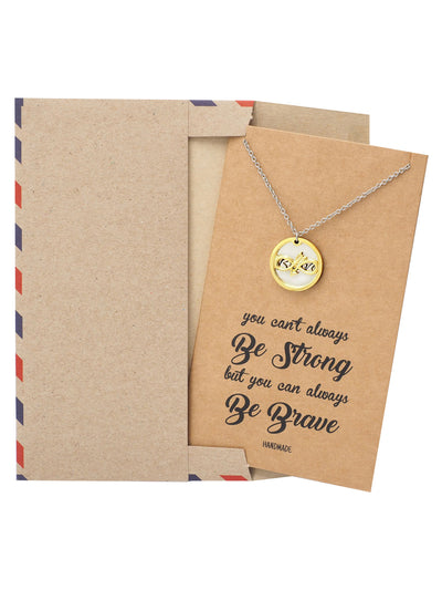 Carla Infinity Arrow with Brave on Plate Pendant Necklace