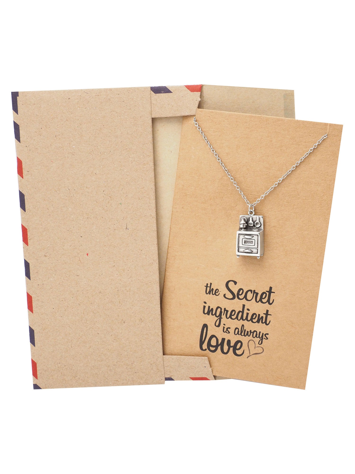 Shiela Gifts For Mom Chefs Necklace Kitchen Stove Charm Pendant Jewelry Greeting Card