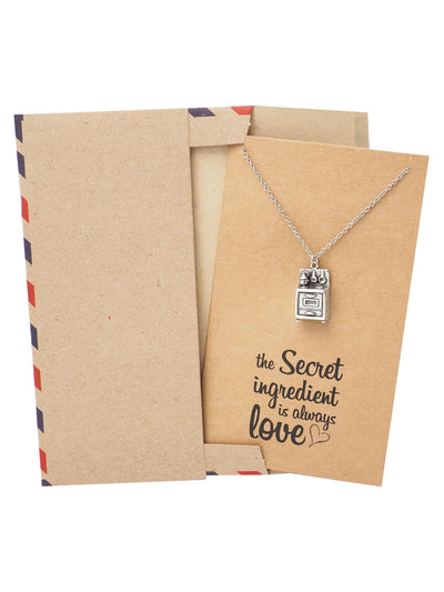 Shiela Gifts For Mom Chefs Necklace Kitchen Stove Charm Pendant Jewelry Greeting Card