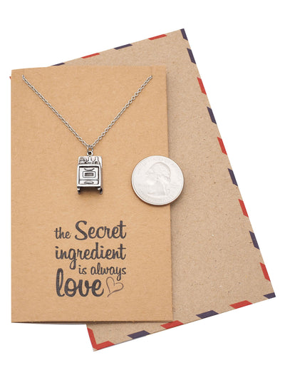 Shiela Gifts For Mom Chefs Necklace Kitchen Stove Charm Pendant Jewelry Greeting Card