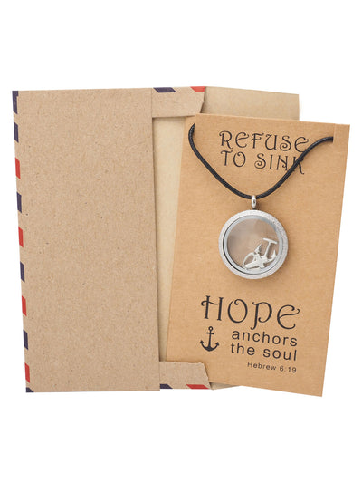 Roslyn Anchor Locket Necklace with Anchor, Cross, and Heart Charms