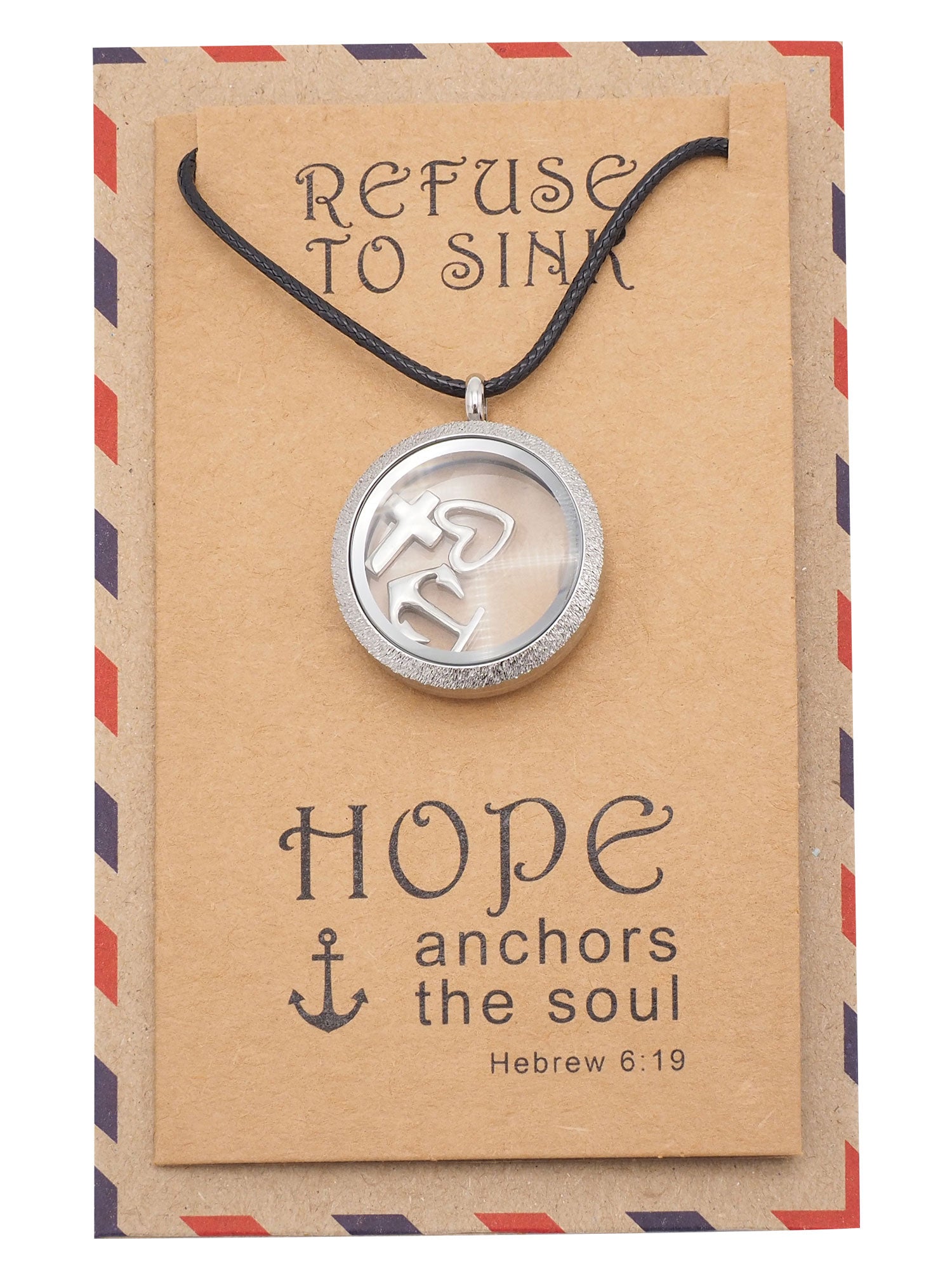 Roslyn Anchor Locket Necklace with Anchor, Cross, and Heart Charms