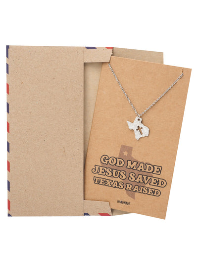 Ella Texas Map Cross Necklace for Women