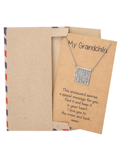 Alessia Grandmother Crossword Pendant Necklace