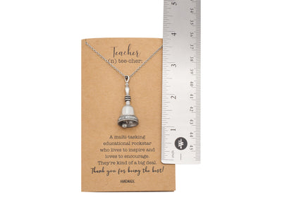 De La Salle School Bell Necklace, Gifts for Teachers with Greeting Card