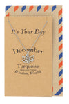 December Birthday Cards Lotus Flower Birthstone Necklace