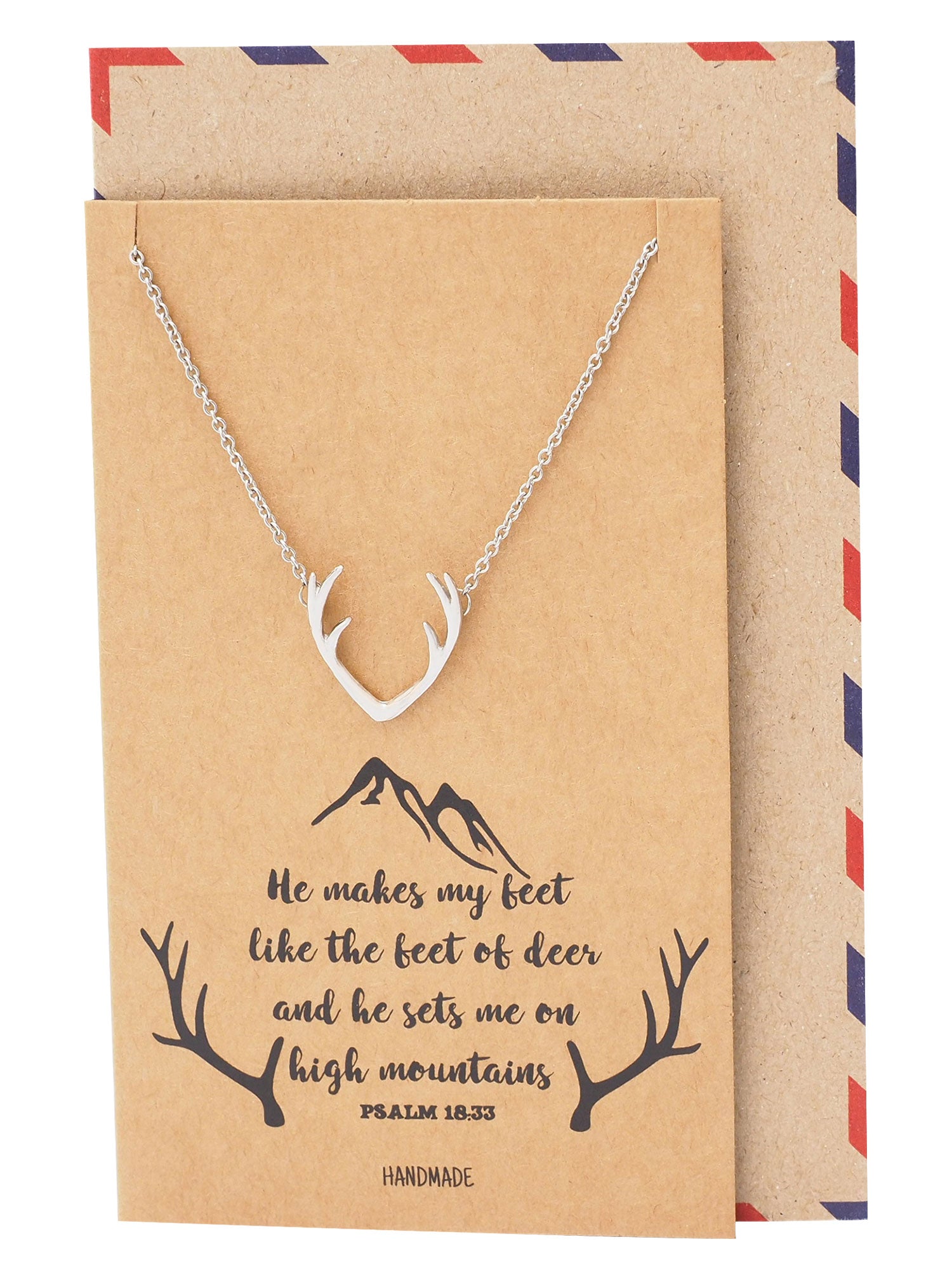 Allysa Deer Antler Pendant Gemini Necklace