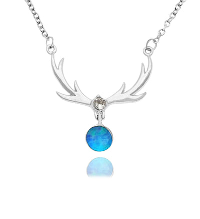 Allysa Deer Antler Pendant Gemini Necklace and Earrings for Women