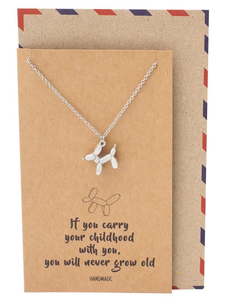 Reagan Dog Balloon Pendant Necklace with Inspirational Greeting Card