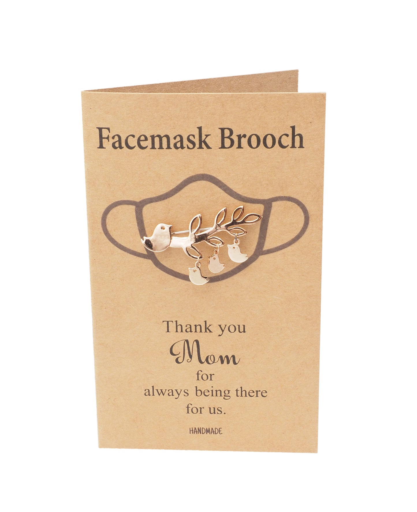 Azalea Family Bird with Three Baby Birds Mask Pin, Gifts for Women